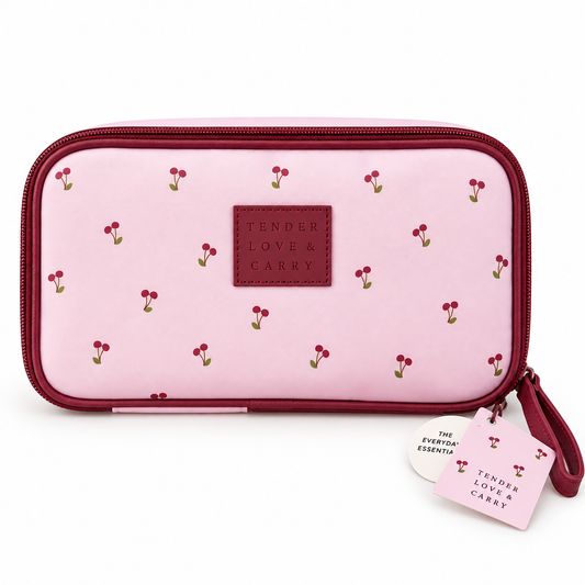 COSMETIQUERA CON ESTAMPADO DE CEREZAS
